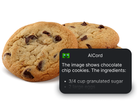 Cookie with chocolate chip AI recipe generation